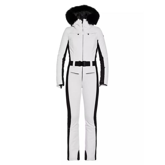 Goldbergh Parry Faux Fur Trim Ski Suit Jumpsuit White One Piece US 12 $1200 NEW - Picture 1 of 10
